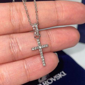 NIB Swarovski cross pendant necklace with crystals